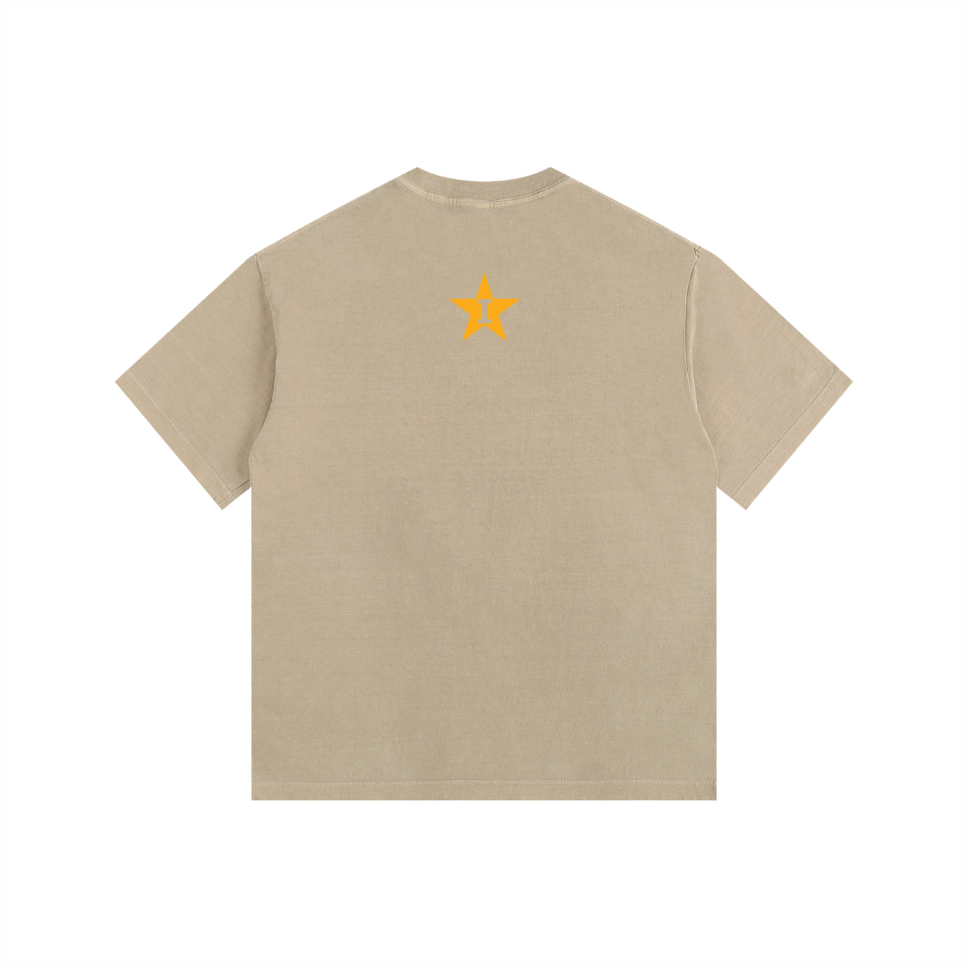Iota Phi Theta vintage washed oversized cotton T-shirt by ODMPOD featuring bold logo and relaxed fit, displayed on a hanger.