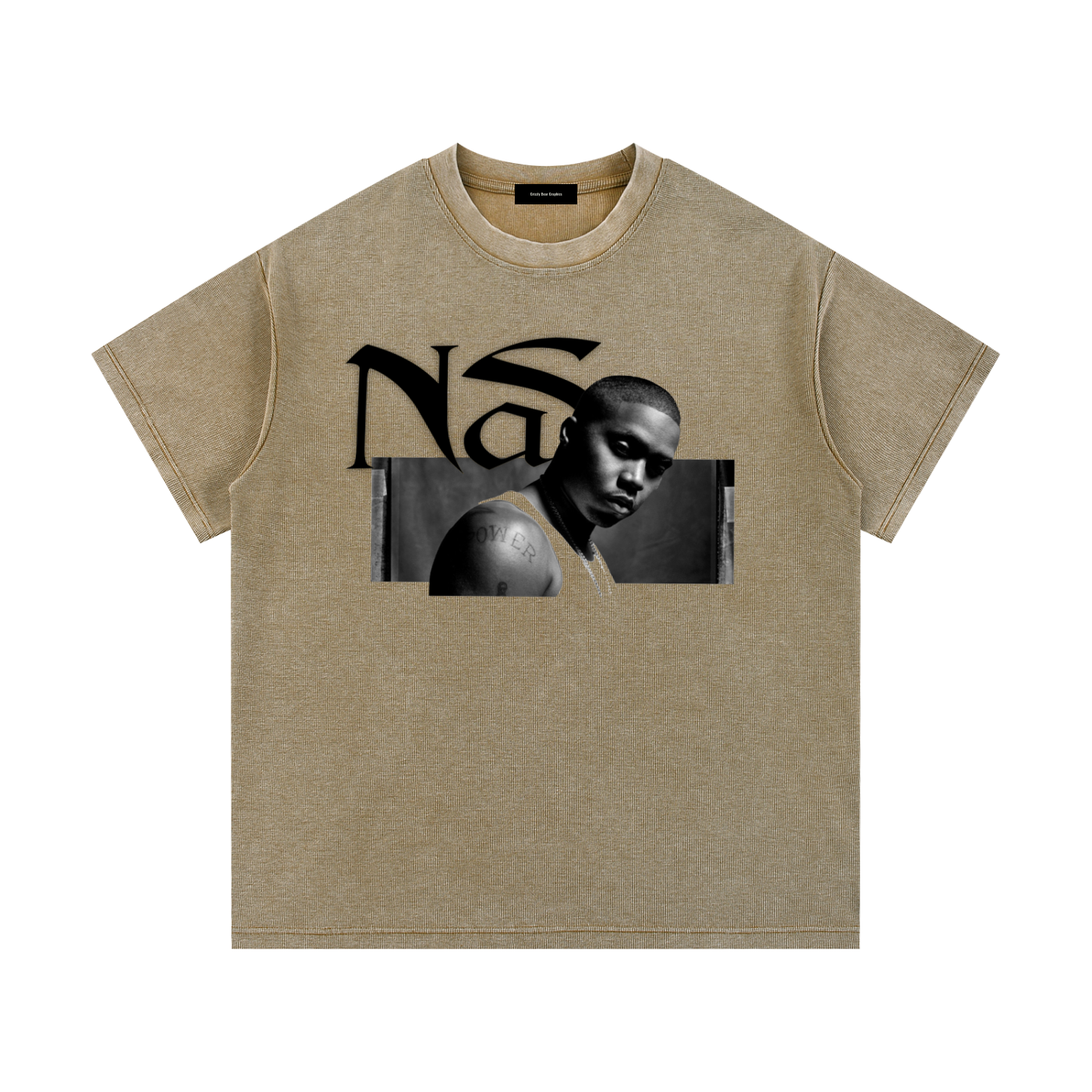 Old School Hip Hop Mineral Wash Waffle Knit T-Shirt