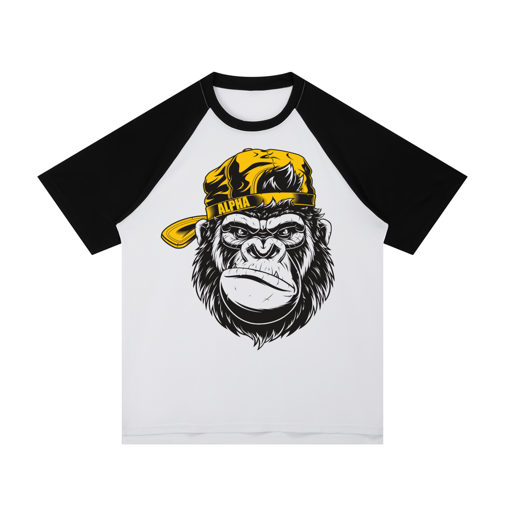 Alpha Contrast Raglan Sleeve Mesh T-Shirt