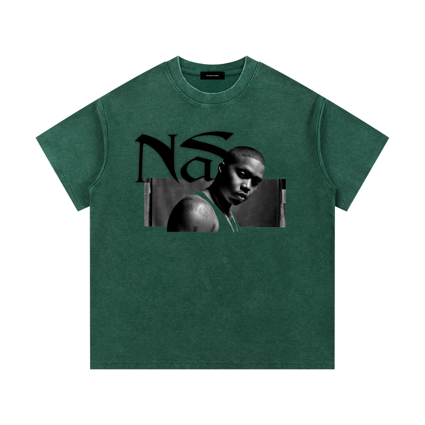 Old School Hip Hop Mineral Wash Waffle Knit T-Shirt