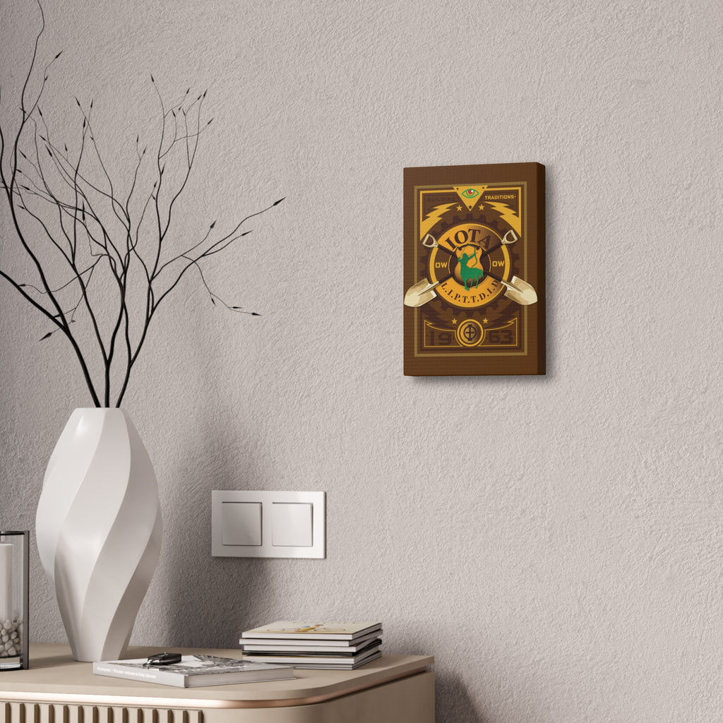 Iota Fraternity Crest Canvas Wall Art – Vintage 1963 Shovel Emblem