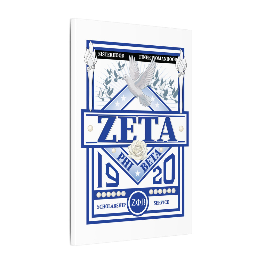 Zeta Phi Beta Sorority canvas print featuring grizzly bear graphics, printed on durable canvas by Printify.