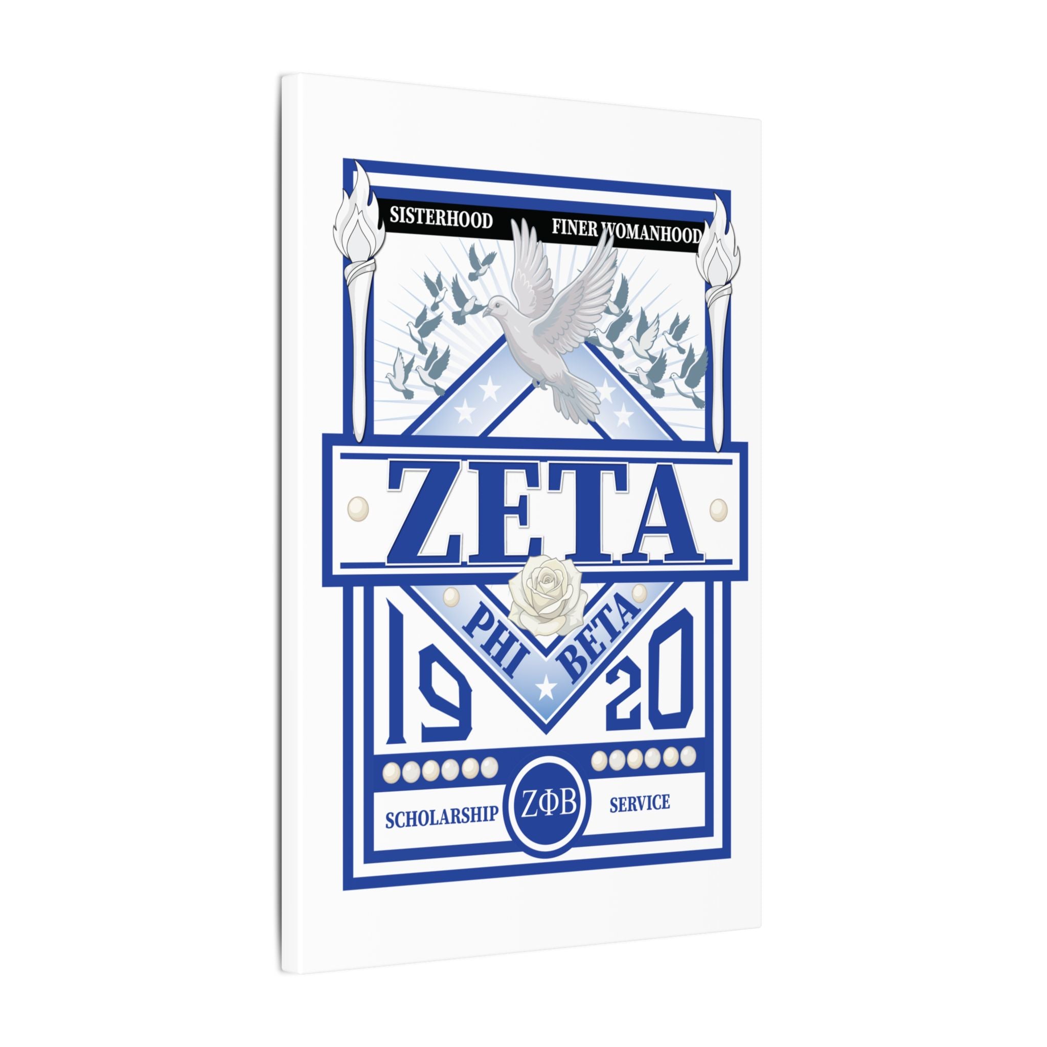 Zeta Phi Beta Sorority canvas print featuring grizzly bear graphics, printed on durable canvas by Printify.