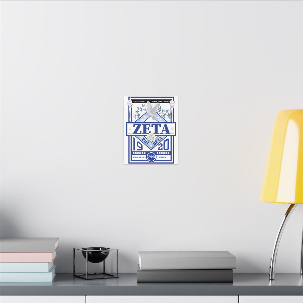 Canvas print featuring Zeta Phi Beta Sorority logo with a grizzly bear graphic on a textured canvas background.