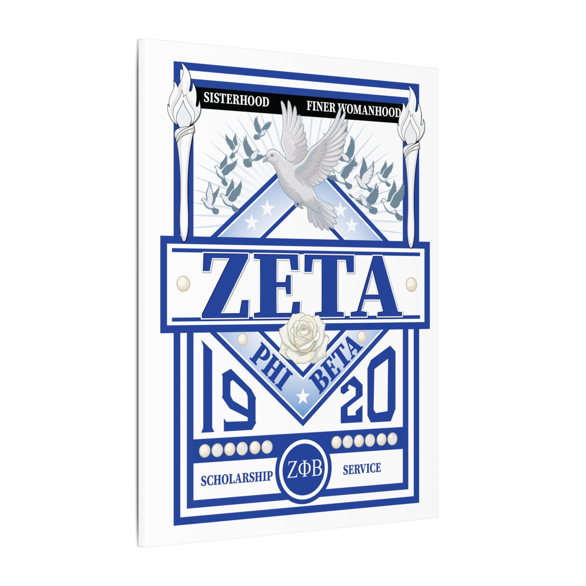 Zeta Phi Beta Sorority canvas print featuring grizzly bear graphics on a decorative canvas art piece.