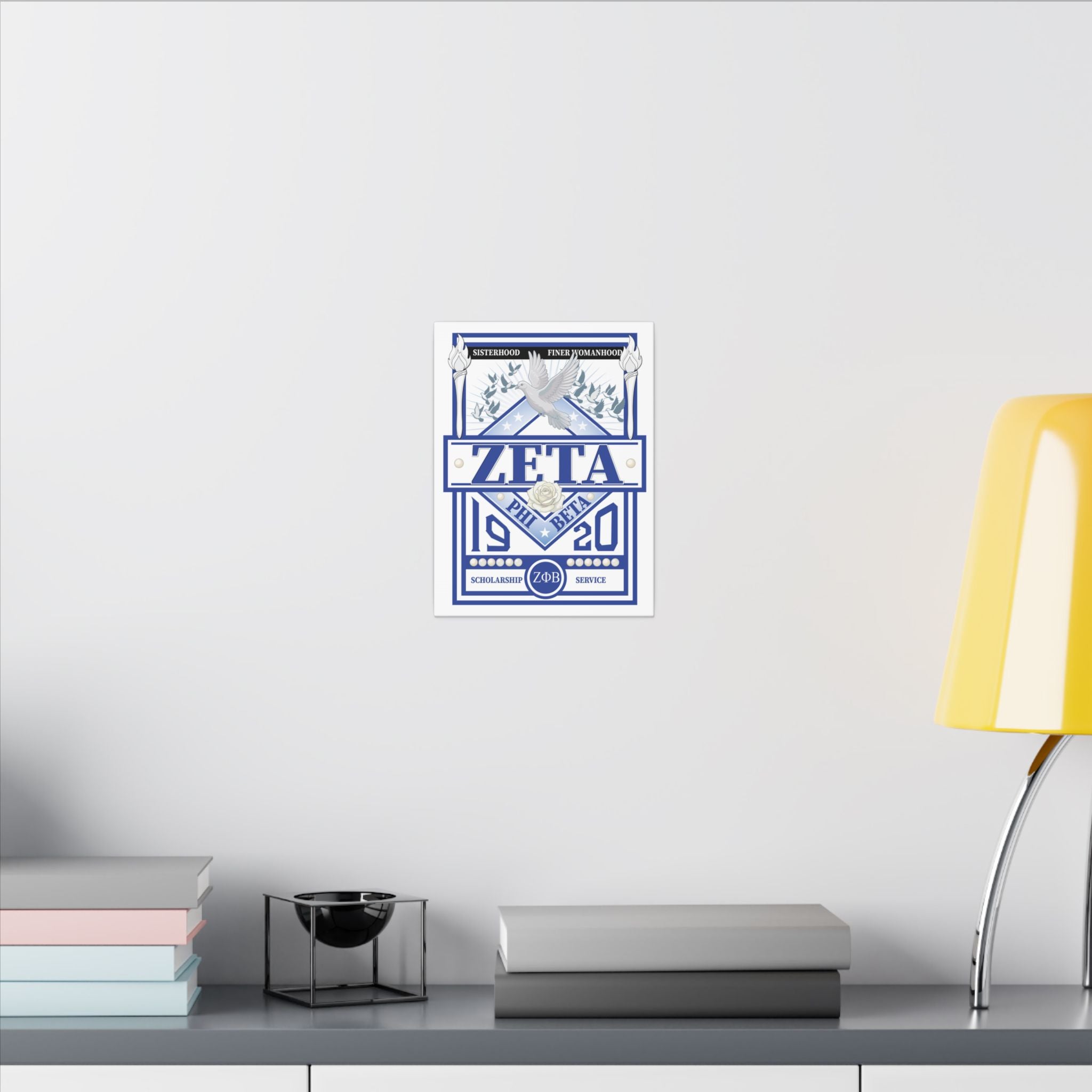 Zeta Phi Beta Sorority canvas print featuring grizzly bear graphics, printed on high-quality canvas by Printify.