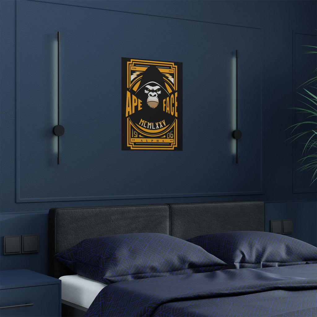 Ape Face Satin Poster – Bold Retro Gorilla Wall Art (300gsm)
