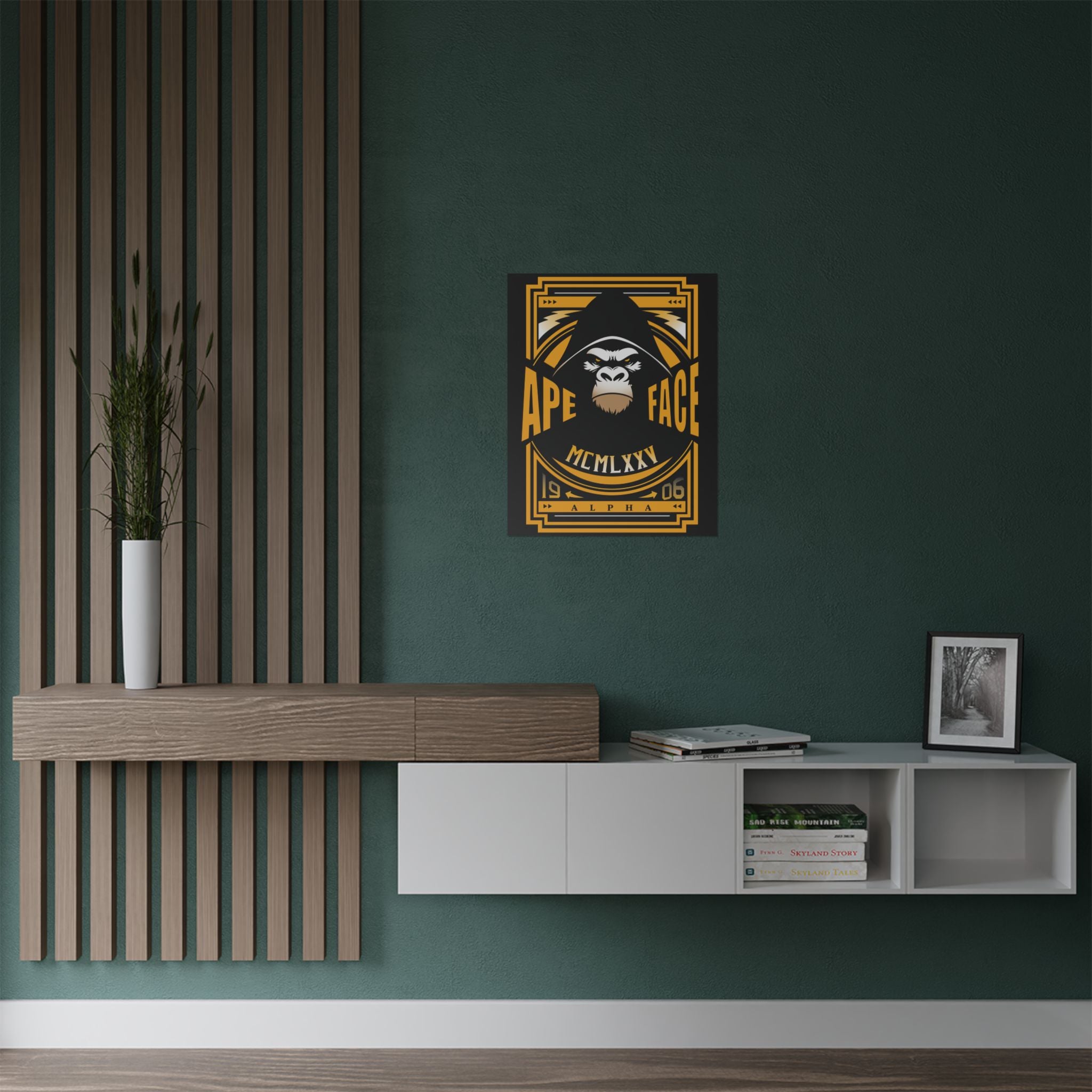 Ape Face Satin Poster – Bold Retro Gorilla Wall Art (300gsm)