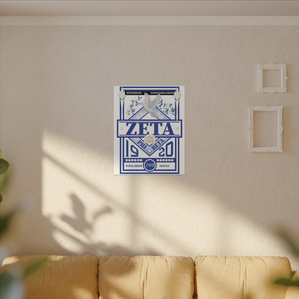 Zeta Phi Beta Sorority canvas print featuring grizzly bear graphics on a decorative wall art piece by Printify.