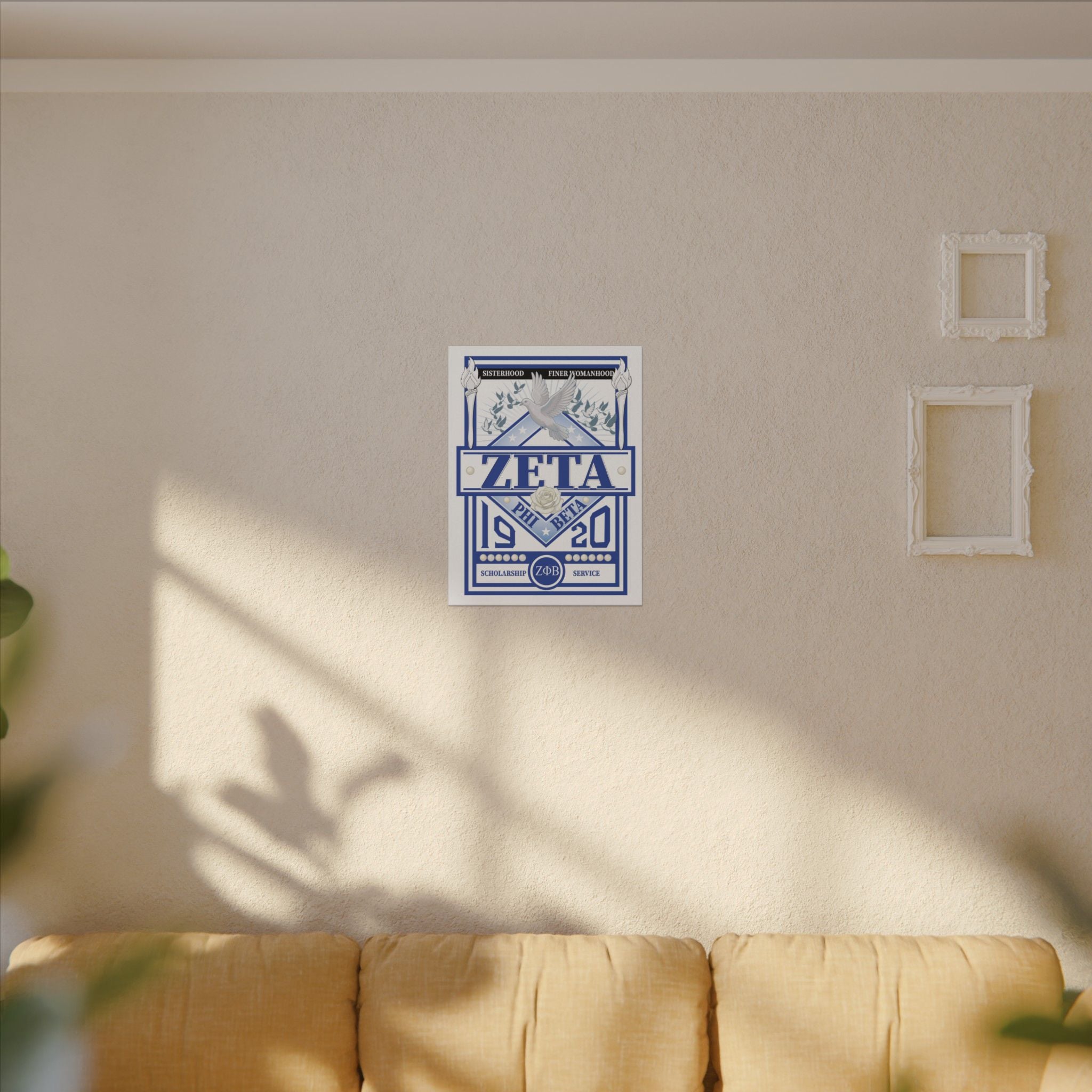 Zeta Phi Beta Sorority canvas print featuring grizzly bear graphics, suitable for home or office decor.