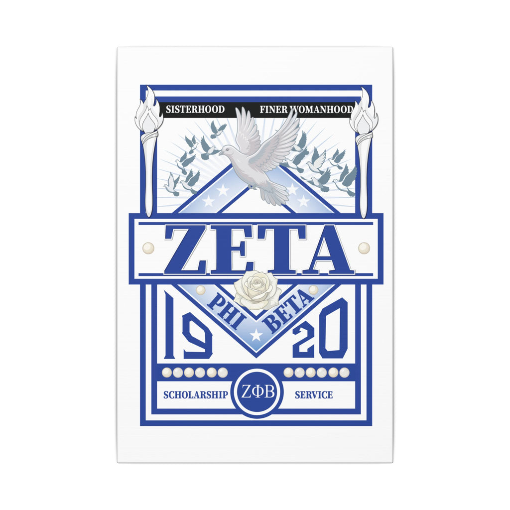 Zeta Phi Beta Sorority canvas print featuring grizzly bear graphics on a decorative wall art piece.