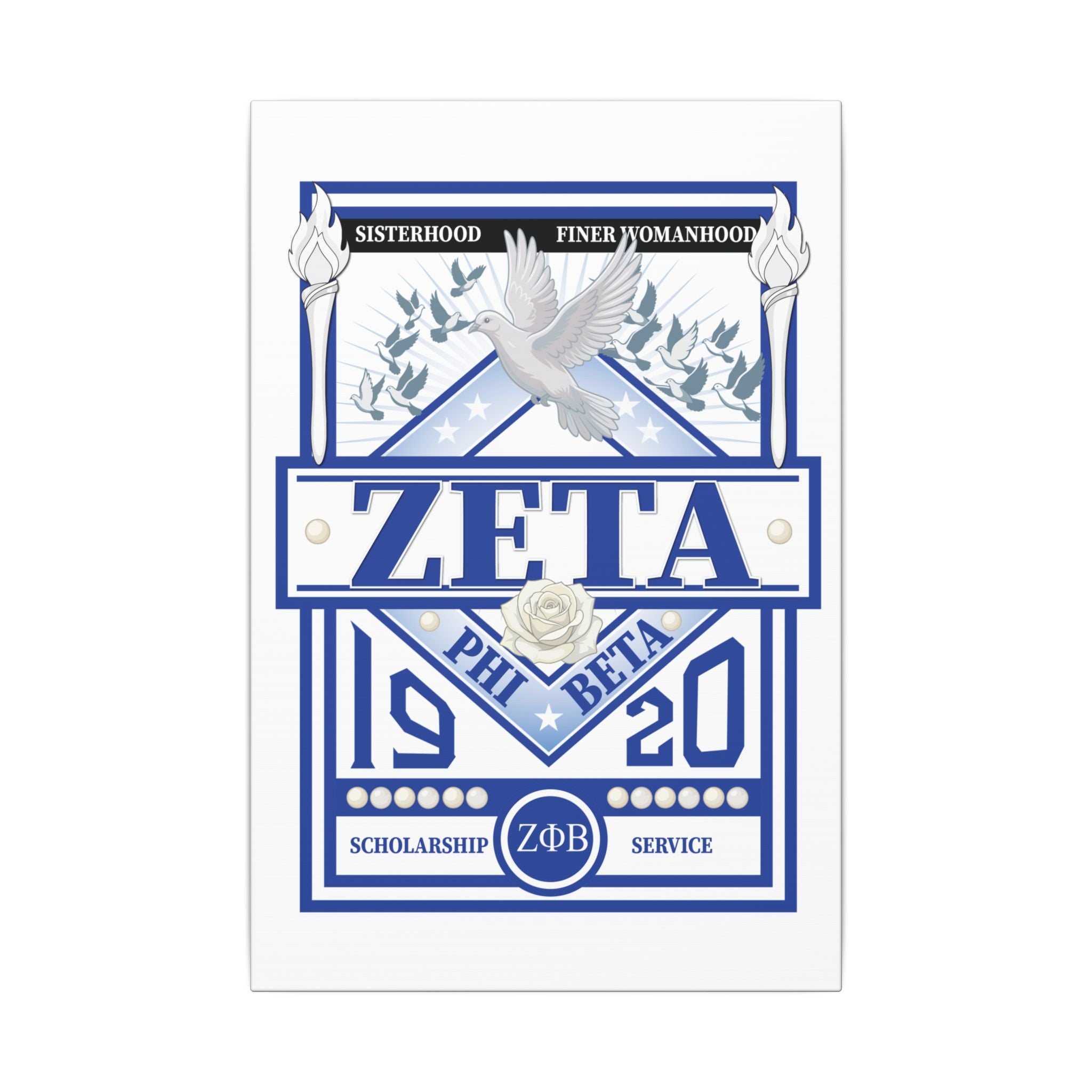Zeta Phi Beta Sorority canvas print featuring grizzly bear graphics on a decorative wall art piece.