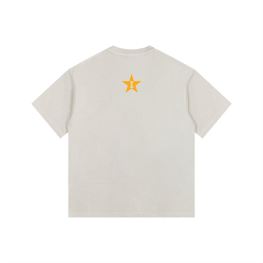 Vintage washed Iota Phi Theta oversized cotton T-shirt by ODMPOD, featuring a relaxed fit and bold logo design.