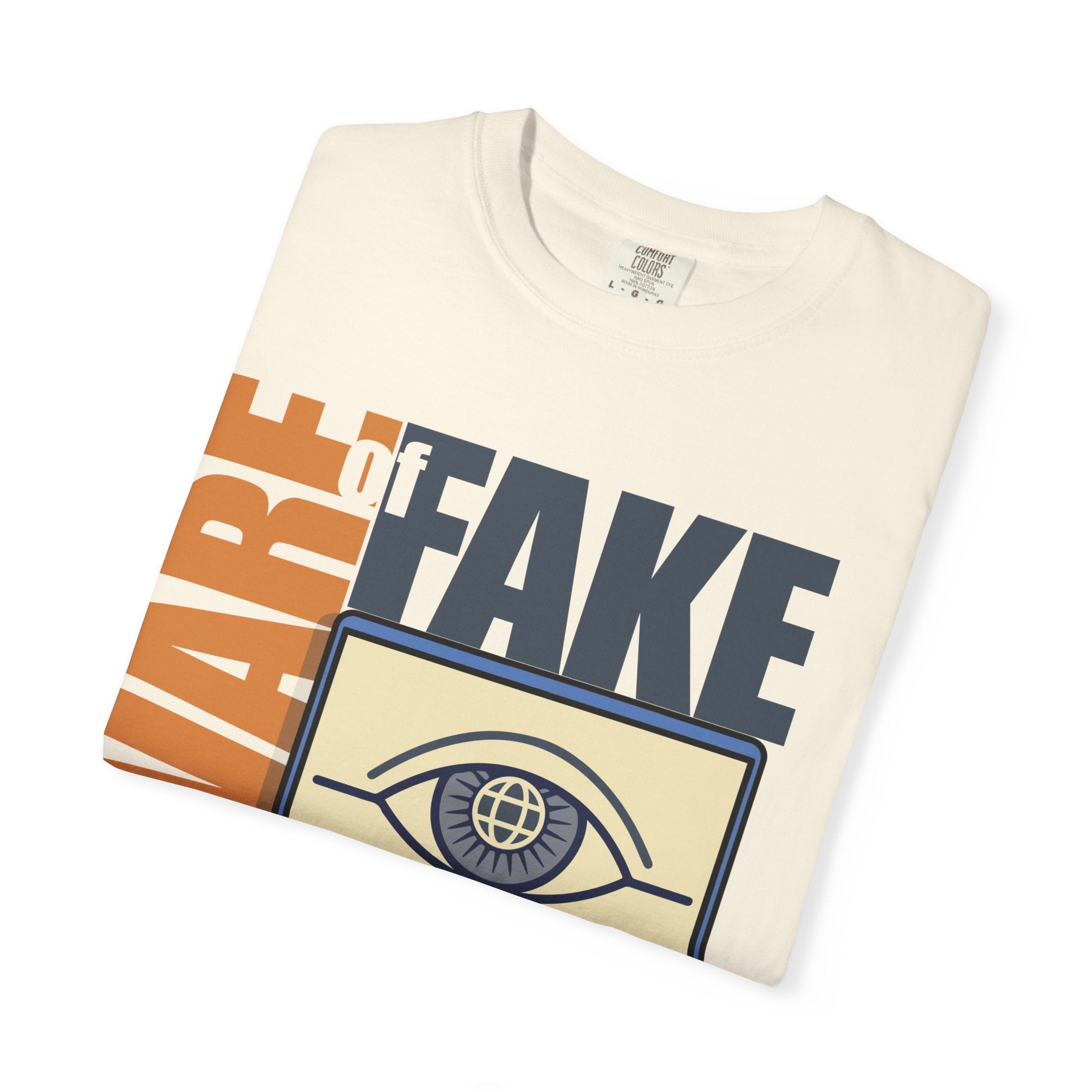 Beware Fake News T-Shirt — Graphic Laptop Eye Design