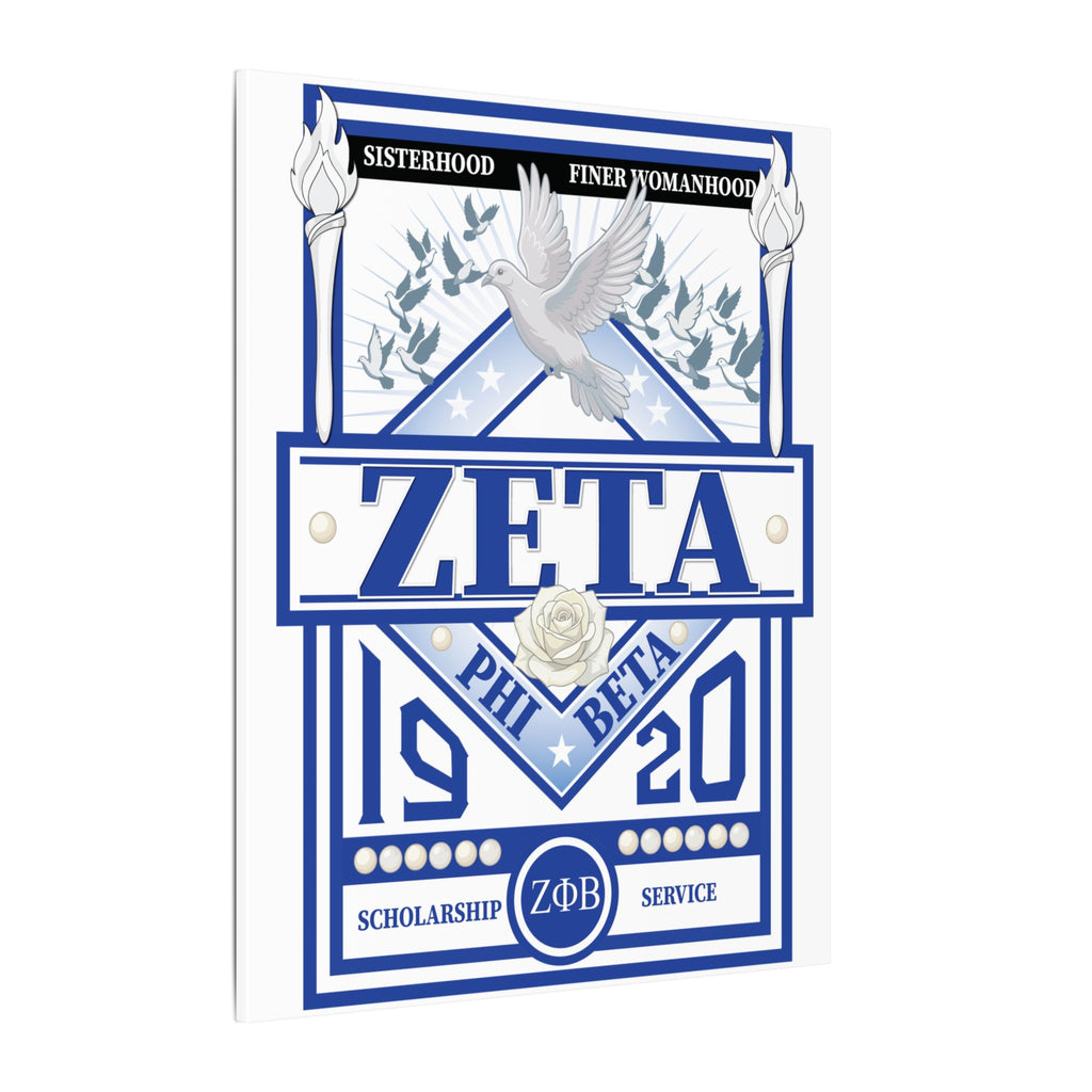 Zeta Phi Beta Sorority canvas print with grizzly bear graphics, decorative wall art on high-quality canvas.