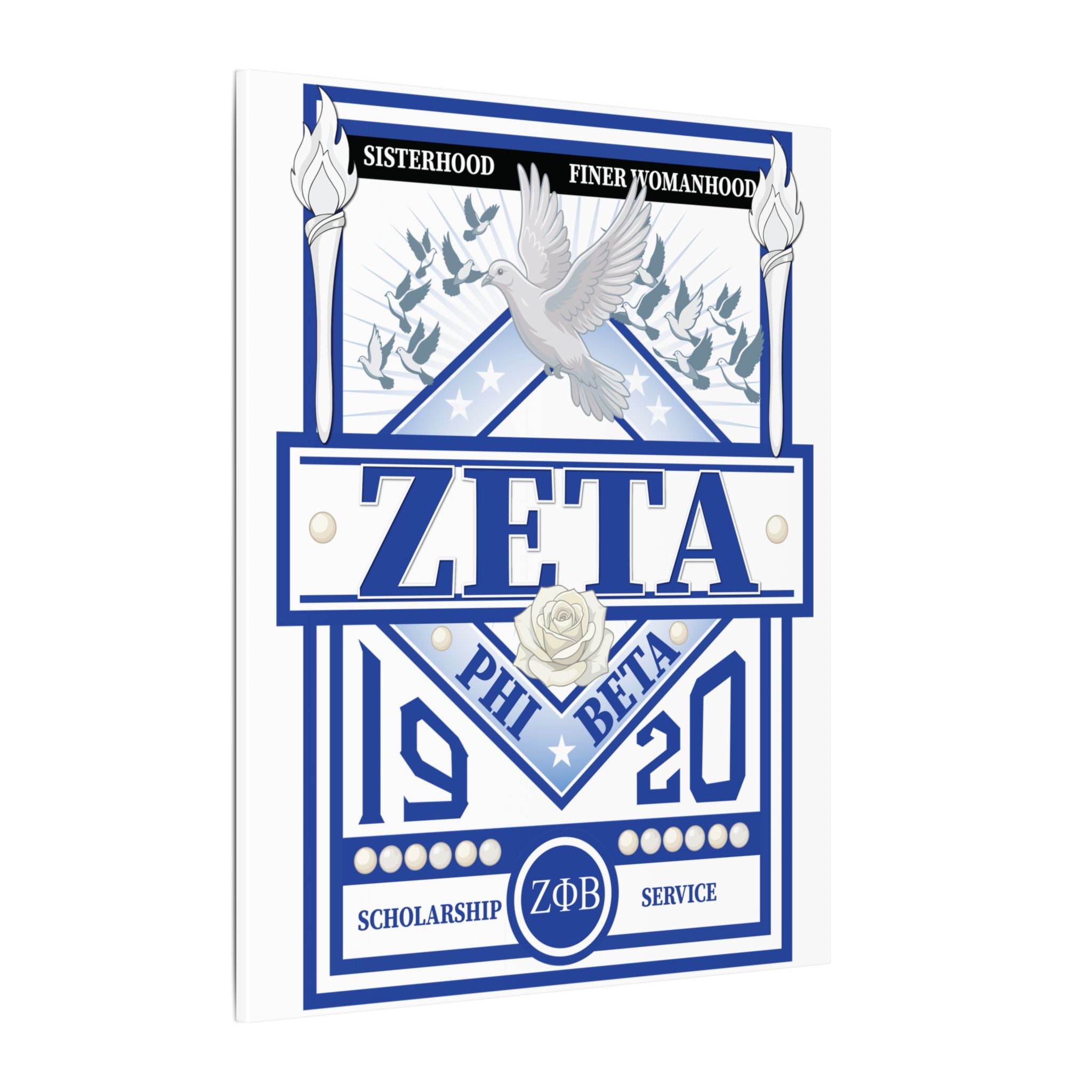 Zeta Phi Beta Sorority canvas print with grizzly bear graphics, decorative wall art on high-quality canvas.