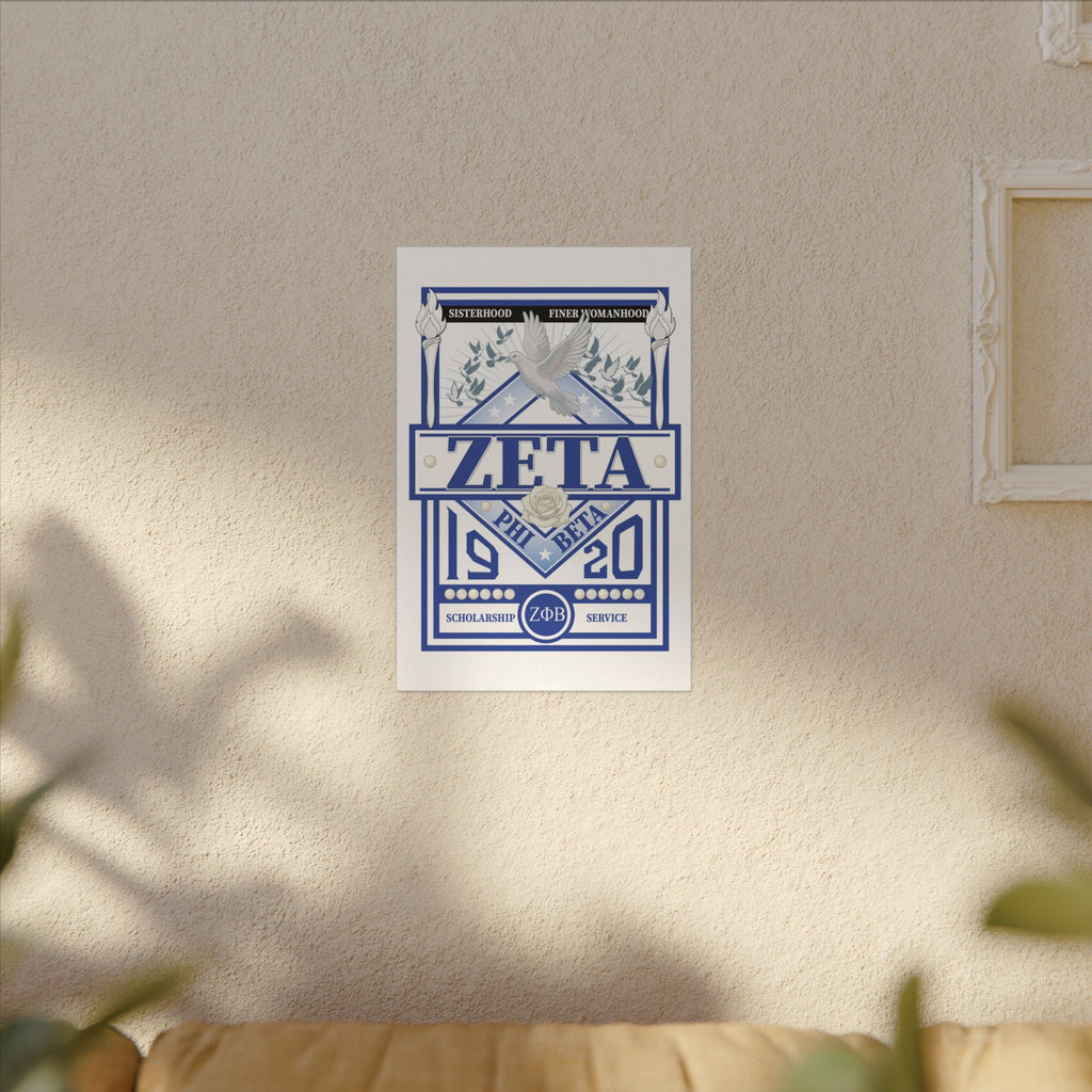 Zeta Phi Beta Sorority canvas print featuring grizzly bear graphics, vibrant design on a high-quality Printify canvas.