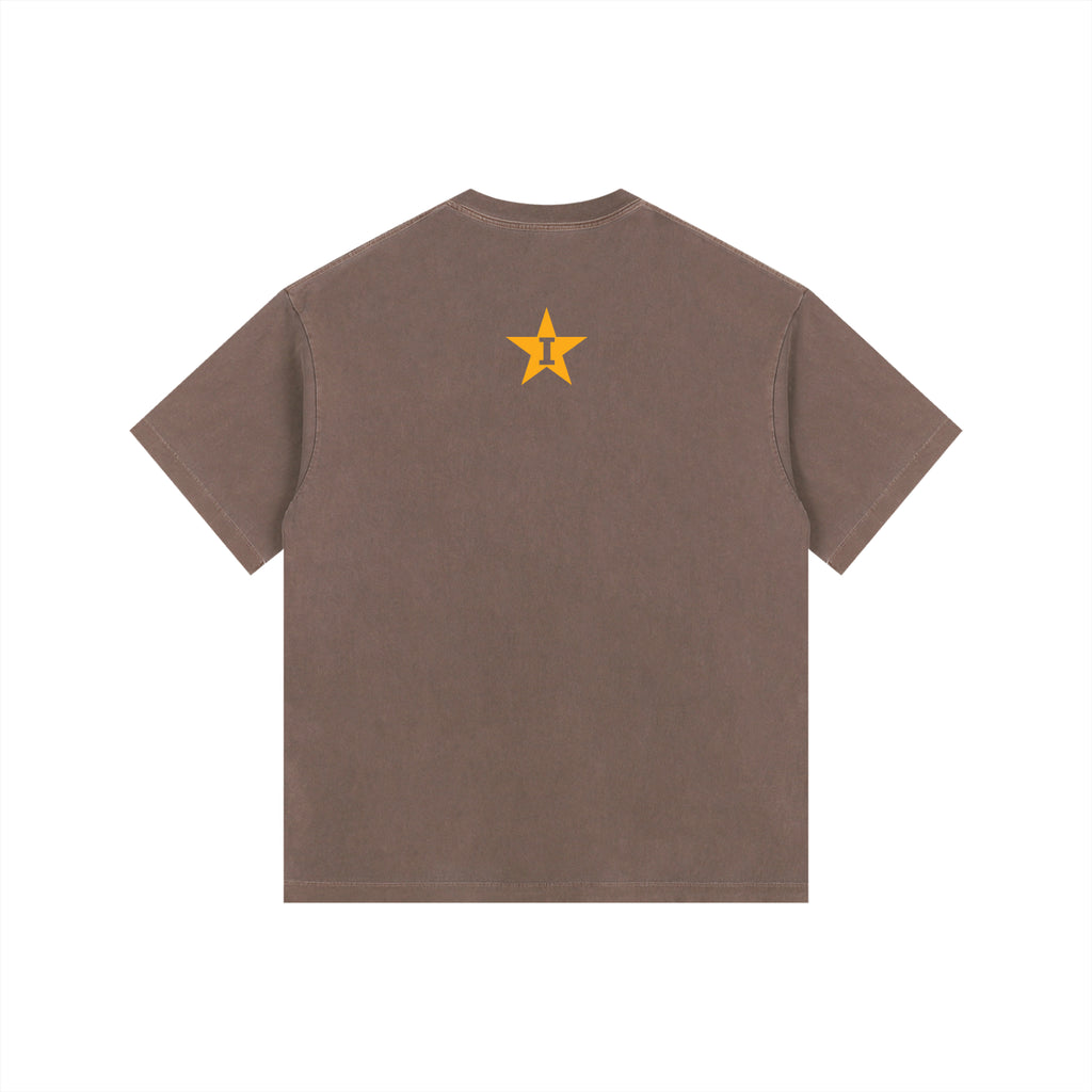 Vintage washed Iota Phi Theta oversized cotton T-shirt by ODMPOD, featuring a relaxed fit and classic logo design.