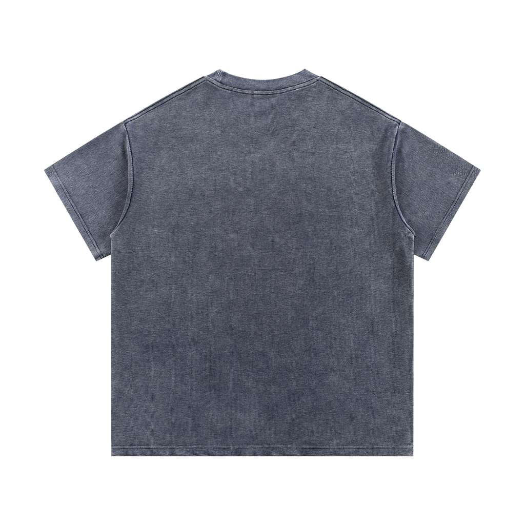 Old School Hip Hop Mineral Wash Waffle Knit T-Shirt - Grizzly Bear Graphics