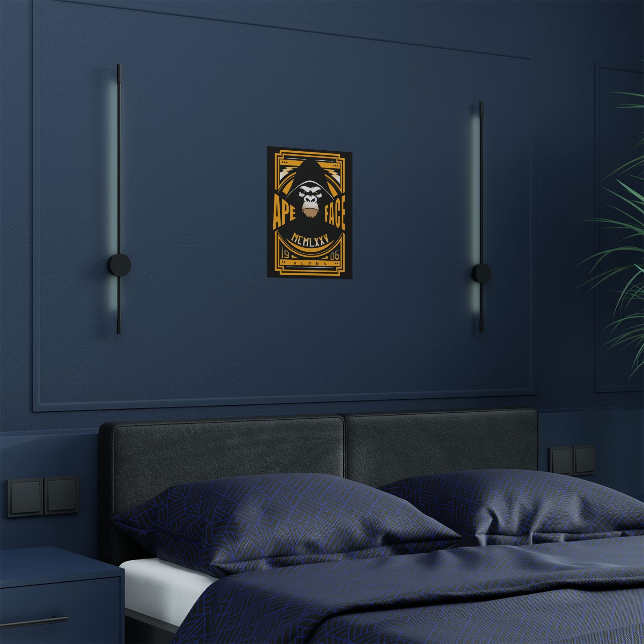 Ape Face Satin Poster – Bold Retro Gorilla Wall Art (300gsm)