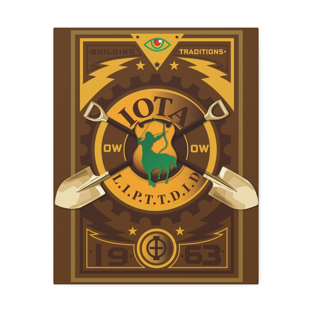 Iota Fraternity Crest Canvas Wall Art – Vintage 1963 Shovel Emblem