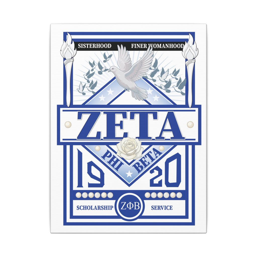 Zeta Phi Beta Sorority canvas print featuring grizzly bear graphics, printed on high-quality canvas by Printify.