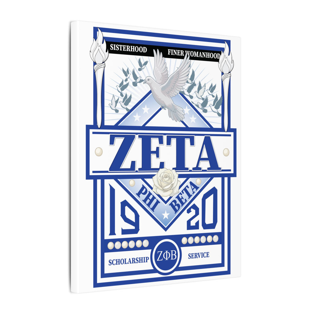 Zeta Phi Beta Sorority canvas print featuring grizzly bear graphics, printed on high-quality canvas by Printify.