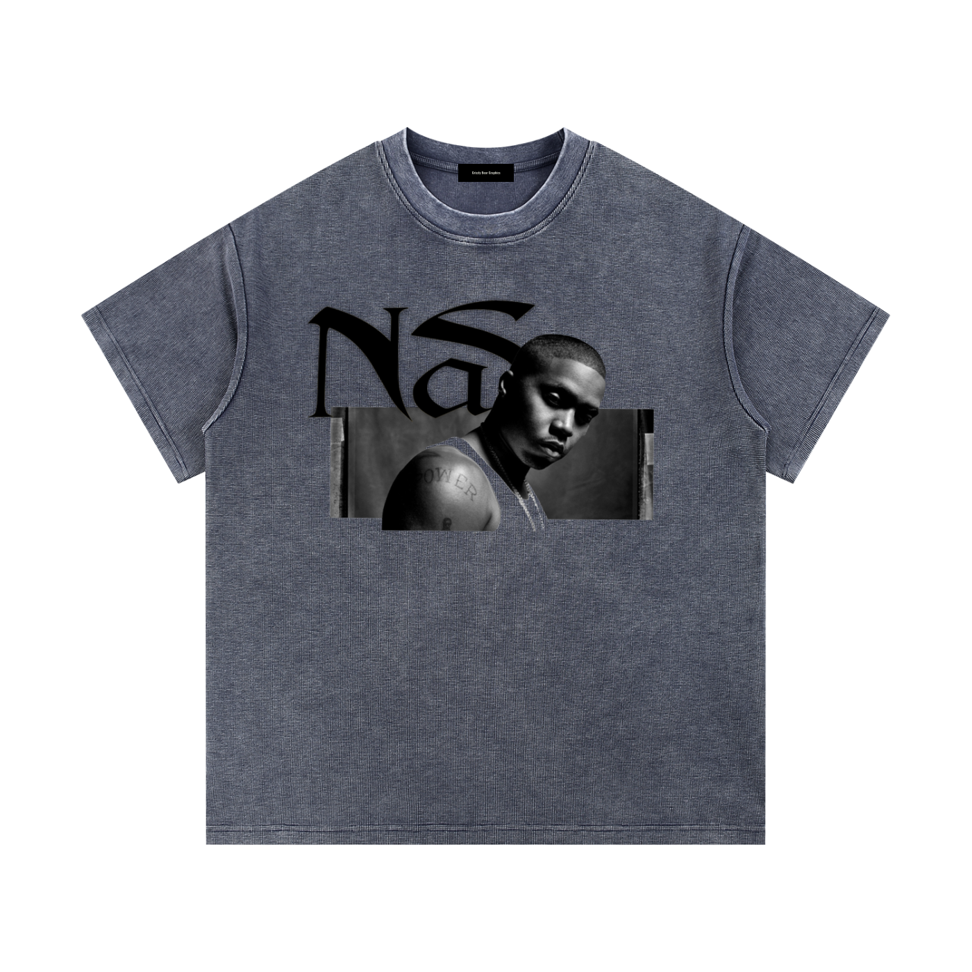 Old School Hip Hop Mineral Wash Waffle Knit T-Shirt