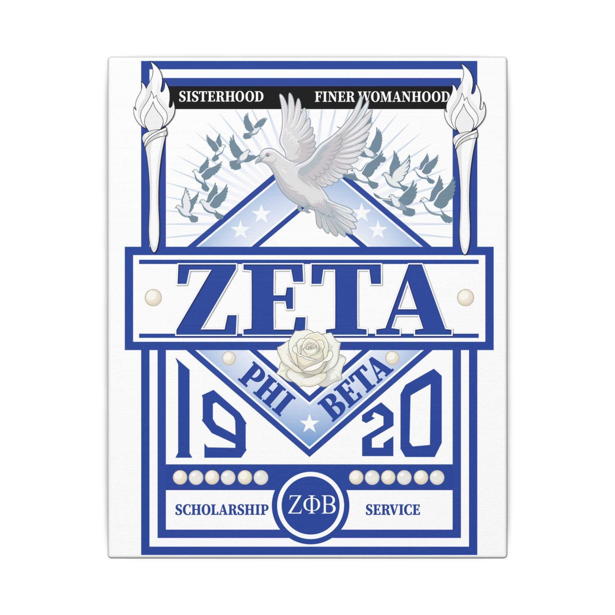 Zeta Phi Beta Sorority canvas print featuring grizzly bear graphics, printed on high-quality canvas by Printify.