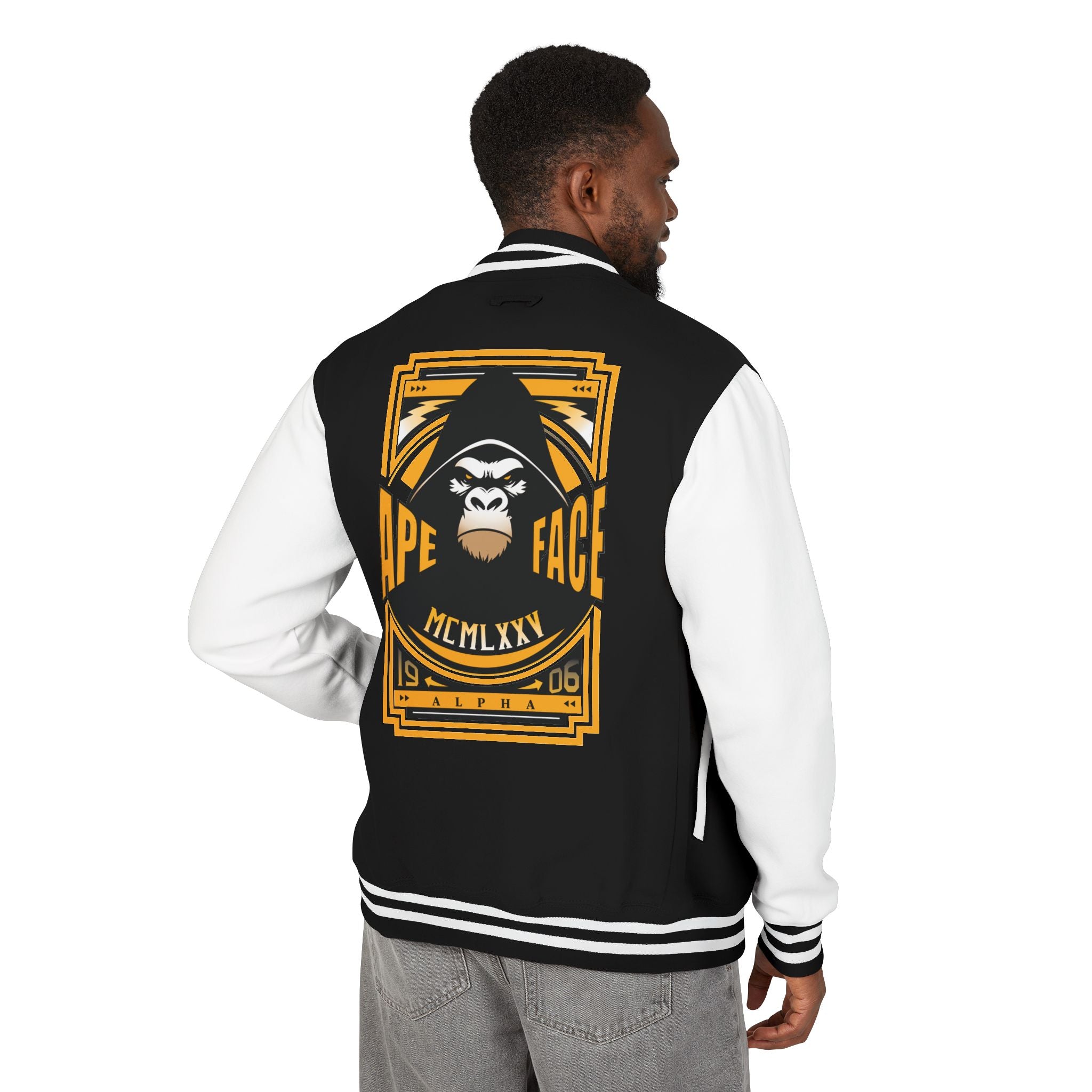 Alpha Letterman Jacket — Ape Face Varsity Jacket with 'A' Patch