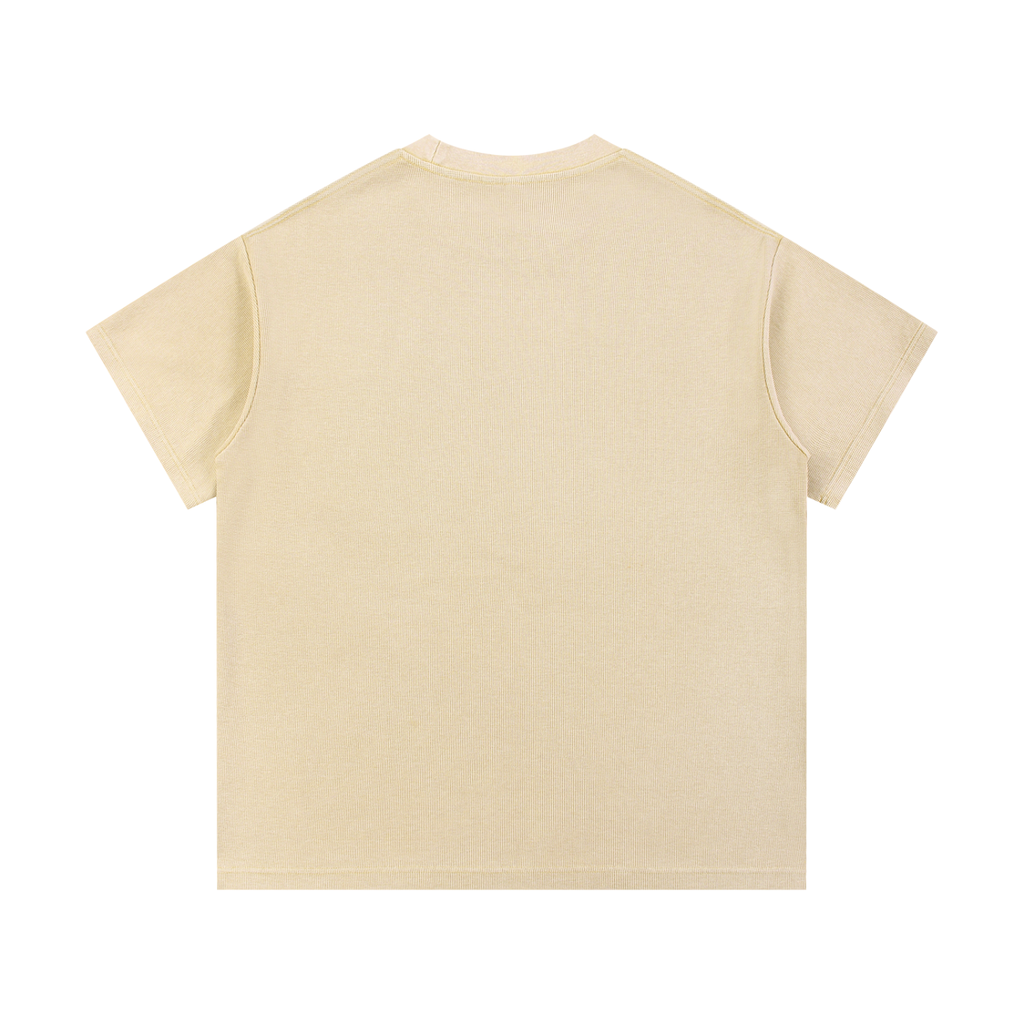 Old School Hip Hop Mineral Wash Waffle Knit T-Shirt - Grizzly Bear Graphics