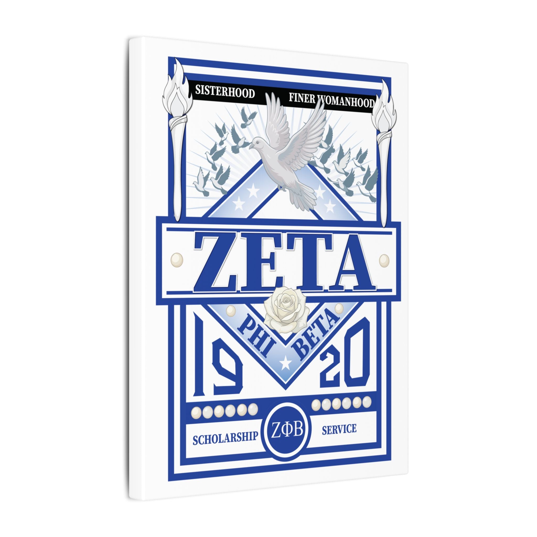 Zeta Phi Beta Sorority canvas print featuring grizzly bear graphics, printed on high-quality canvas by Printify.
