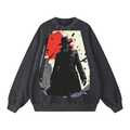 Snow Washed Oversized Sweatshirt - Grizzly Bear Graphics