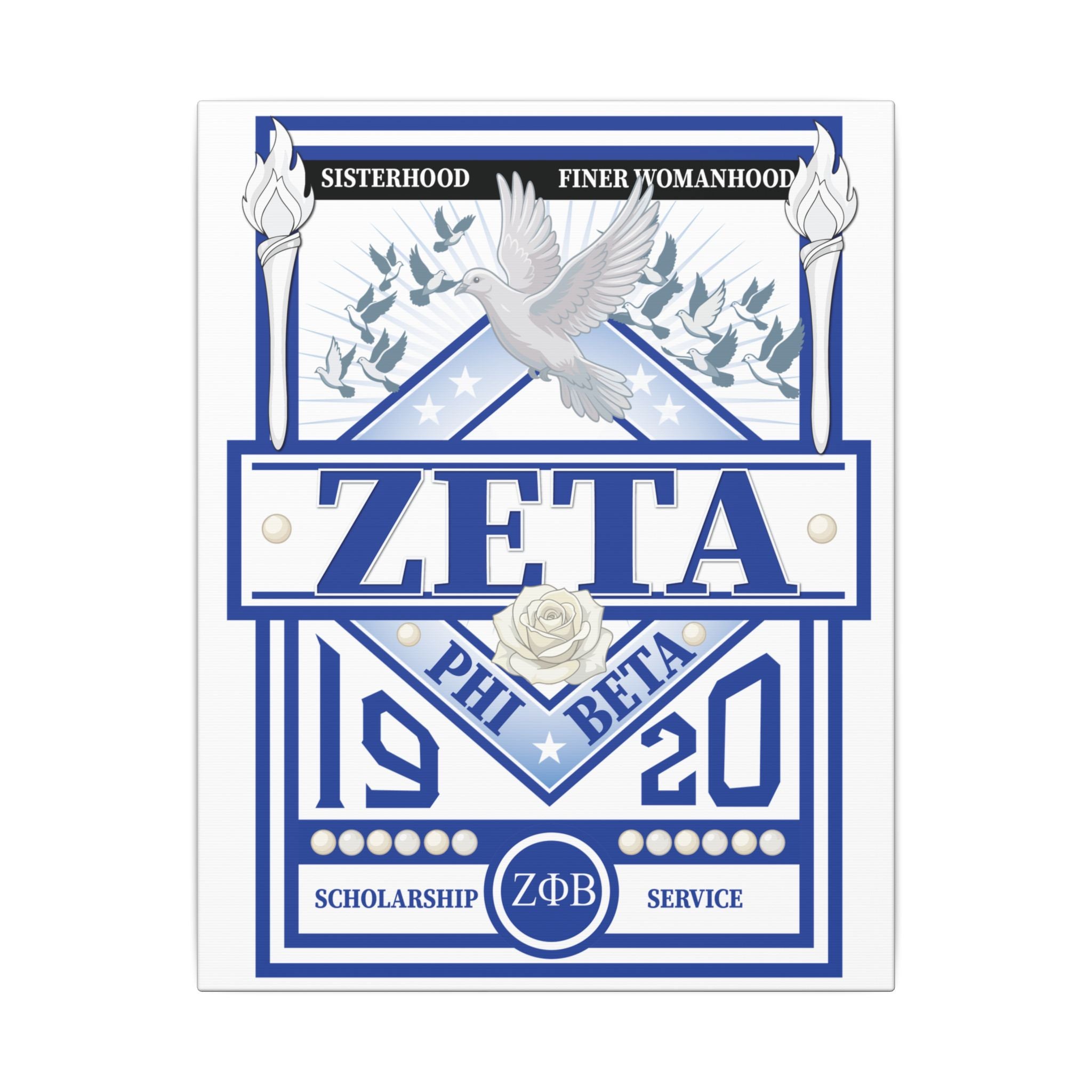 Zeta Phi Beta Sorority canvas print featuring a grizzly bear graphic on a decorative wall art piece.