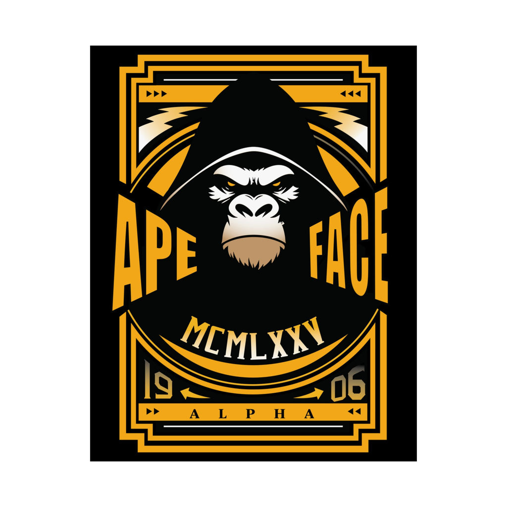 Ape Face Satin Poster – Bold Retro Gorilla Wall Art (300gsm)