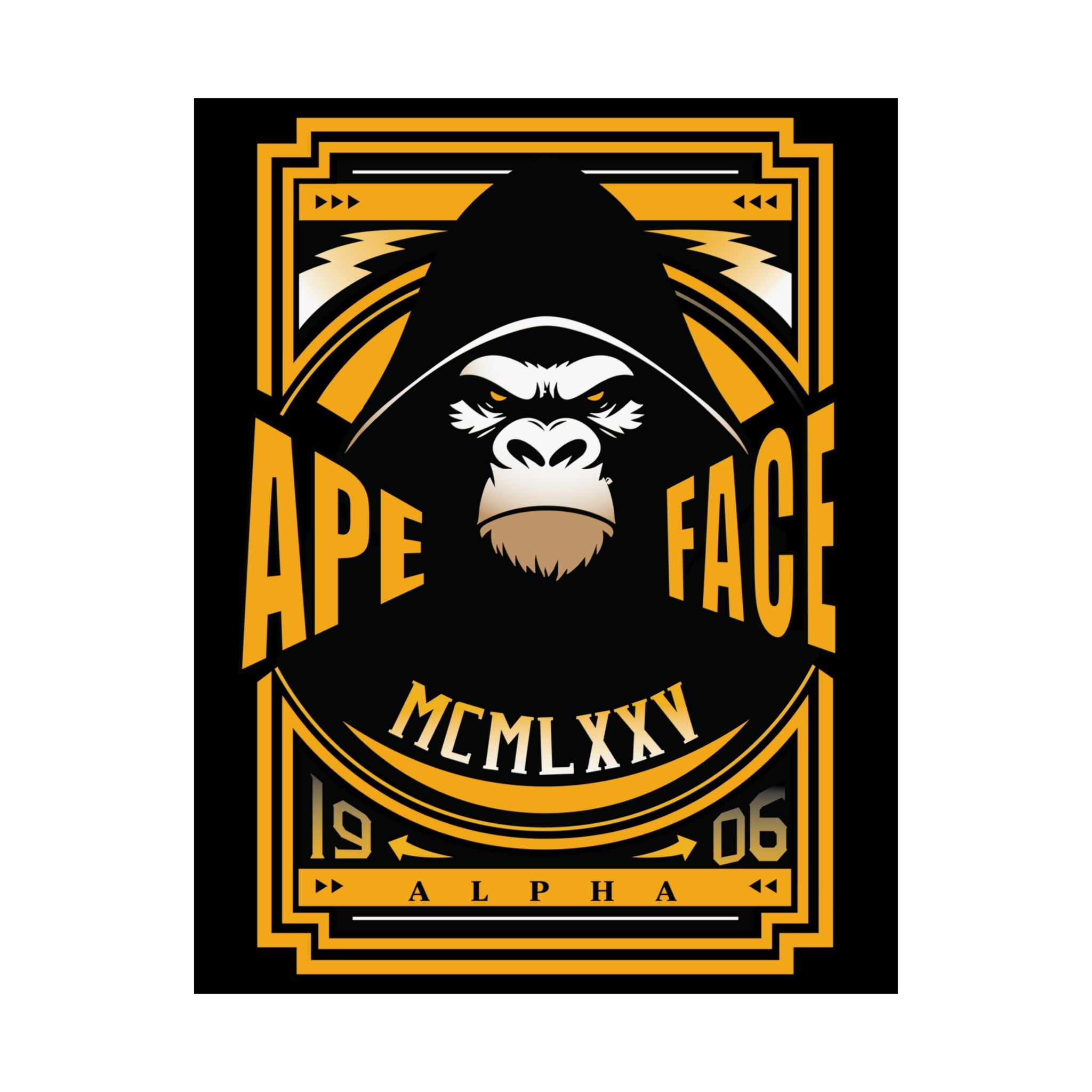 Ape Face Satin Poster – Bold Retro Gorilla Wall Art (300gsm)