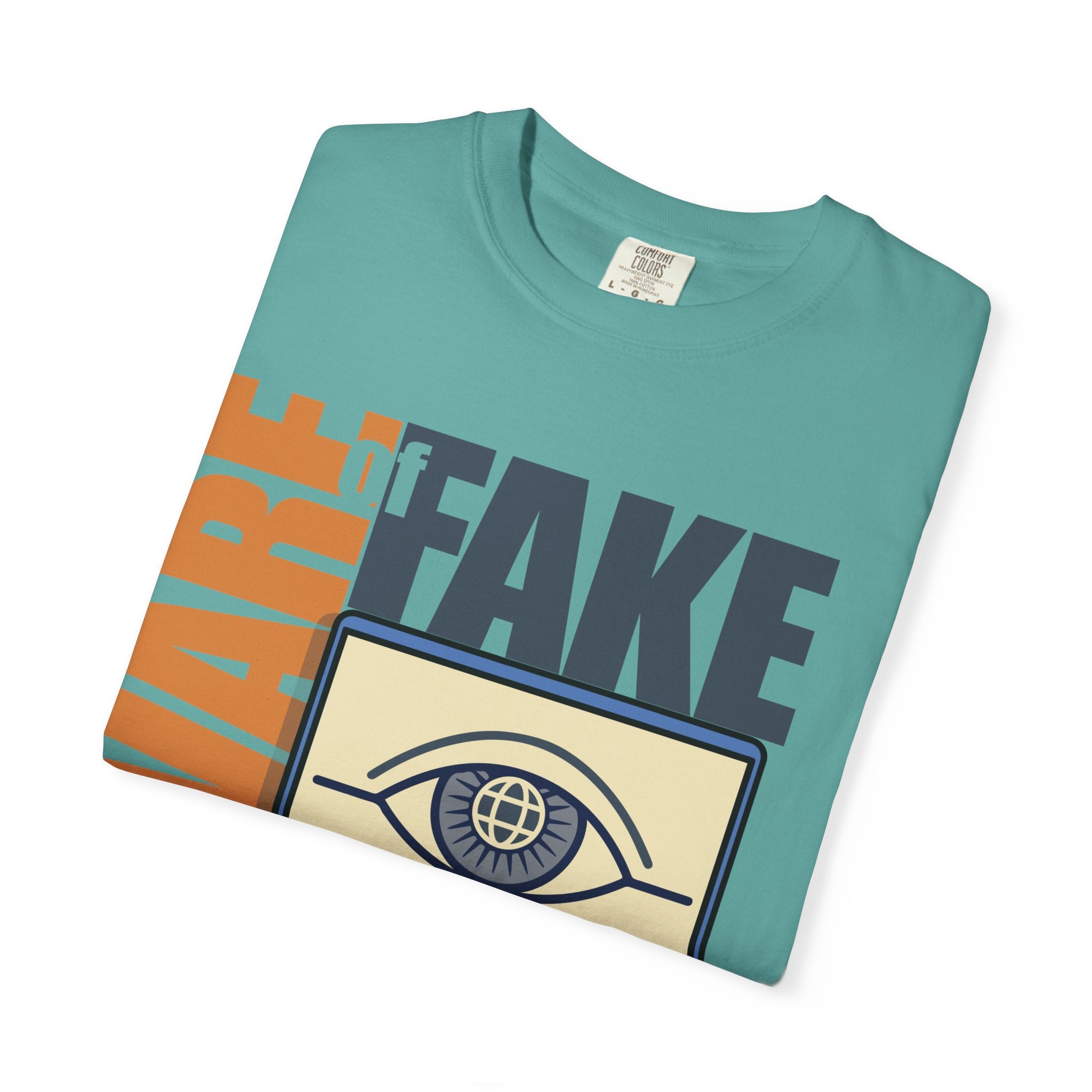 Beware Fake News T-Shirt — Graphic Laptop Eye Design