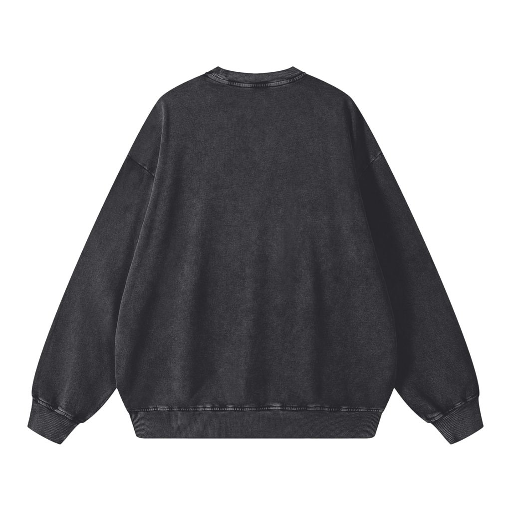 Snow Washed Oversized Sweatshirt - Grizzly Bear Graphics