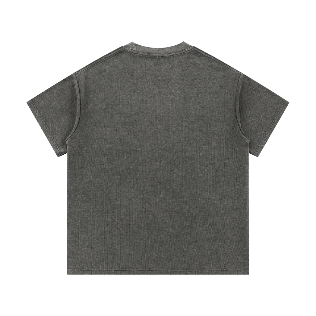 Old School Hip Hop Mineral Wash Waffle Knit T-Shirt - Grizzly Bear Graphics