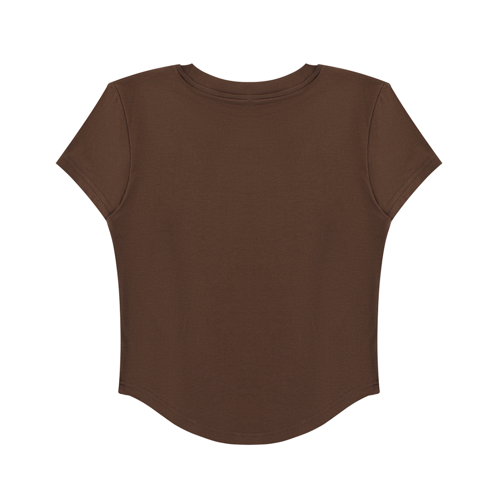 ODMPOD Iota Sweetheart women's paneled crop T-shirt with a fitted design and stylish color blocking, perfect for casual wear.