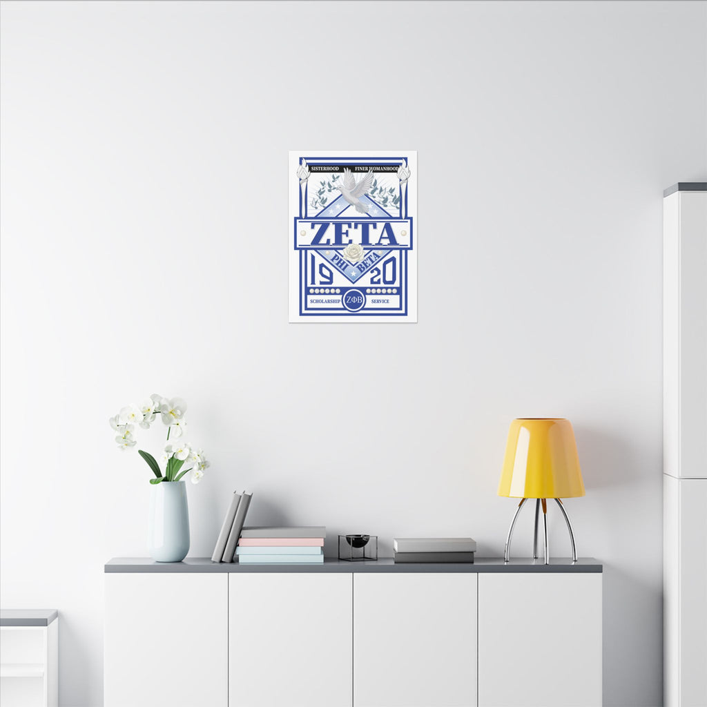 Zeta Phi Beta Sorority canvas print with grizzly bear graphics, featuring vibrant colors and detailed design on a stretched canvas.