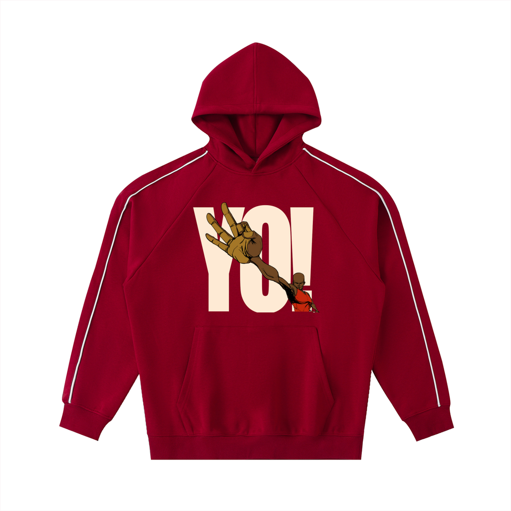 Contrast Piping Raglan Hoodie - Grizzly Bear Graphics