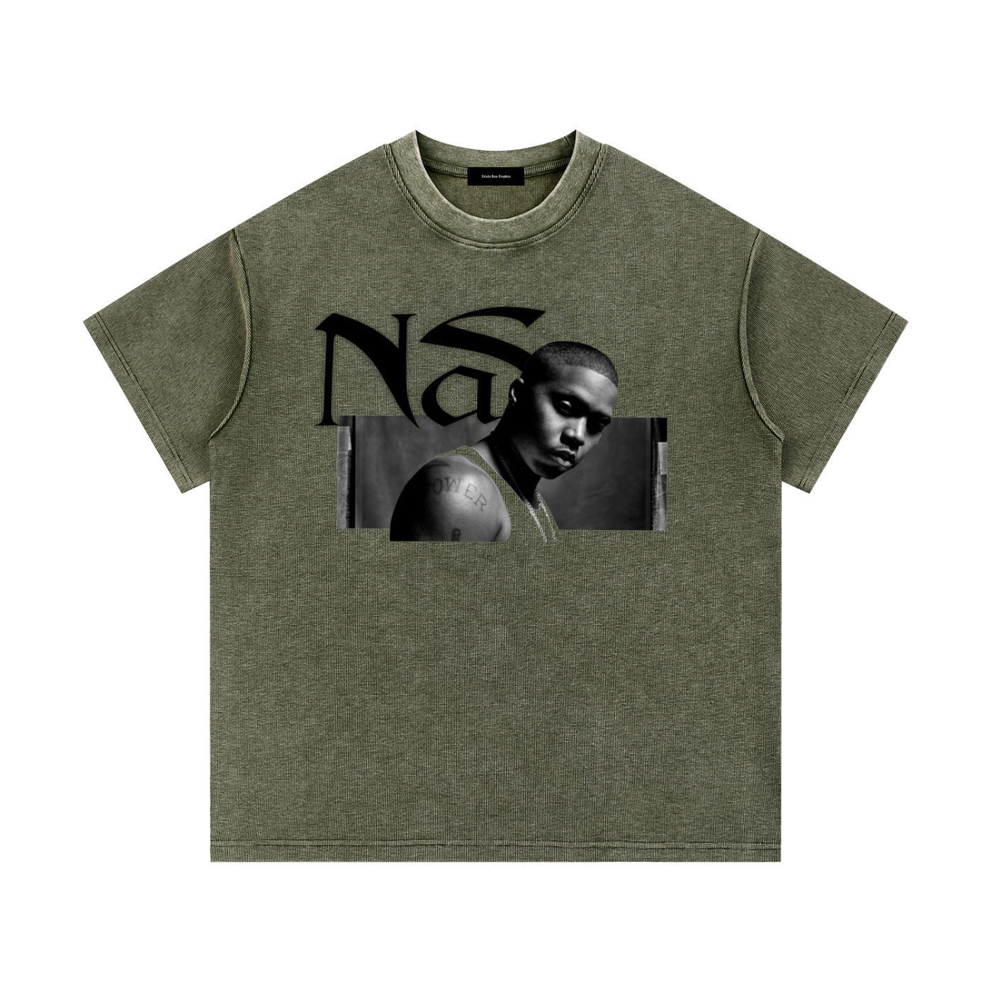 Old School Hip Hop Mineral Wash Waffle Knit T-Shirt