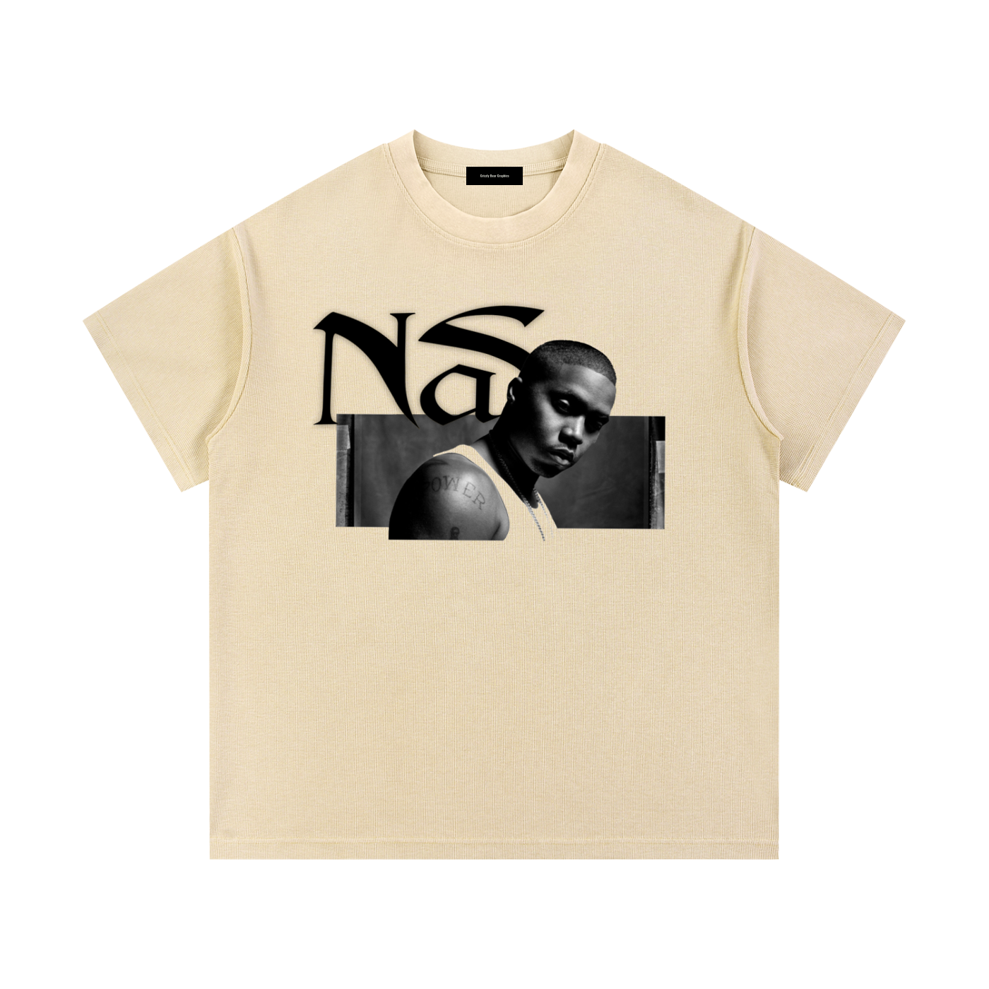 Old School Hip Hop Mineral Wash Waffle Knit T-Shirt