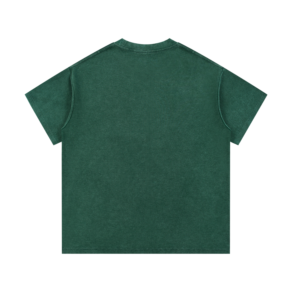 Old School Hip Hop Mineral Wash Waffle Knit T-Shirt - Grizzly Bear Graphics