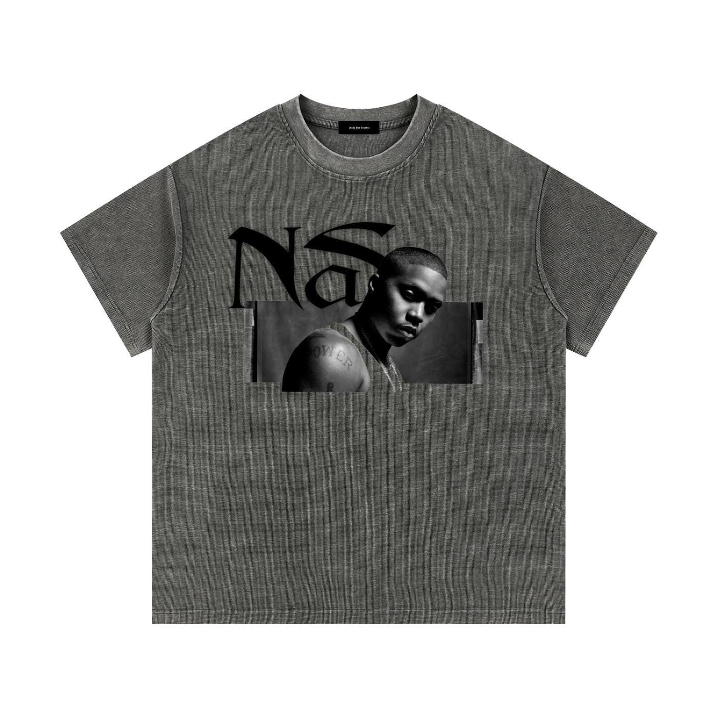 Old School Hip Hop Mineral Wash Waffle Knit T-Shirt