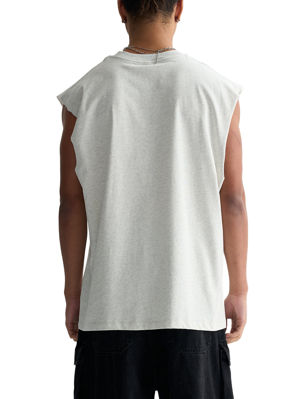 ODMPOD Gym Life raw edge cotton tank top showing a sleeveless athletic shirt with raw hem detail.