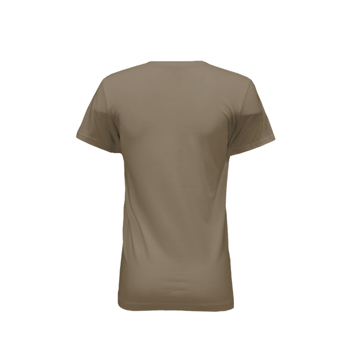 Back view of Grizzly Bear Graphics Iota Wife Brown T-Shirt showing the design on the back in a casual style.